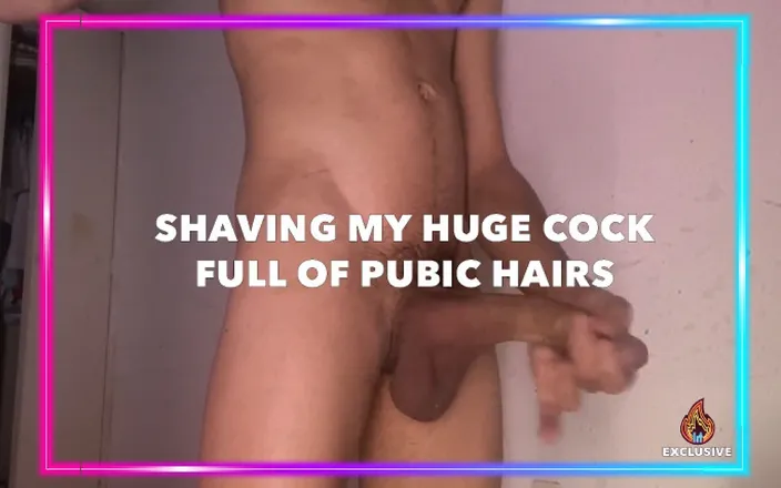 Isak Perverts: Shaving my huge cock full of pubic hairs