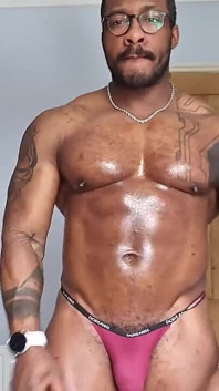 Oiling up for the Muscle Guys