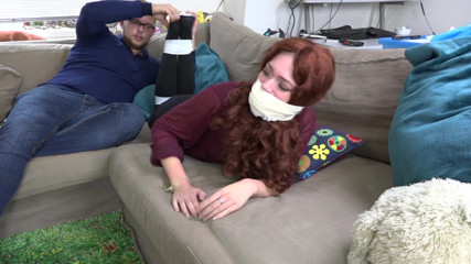 Restricting Ropes: Luna Grey - Gag horny chick bound gagged tickling
