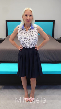 Blue Dress with Pink Mules