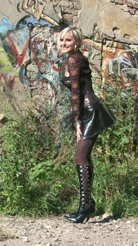 Hot blonde Stepmom enjoy in outdoor walking