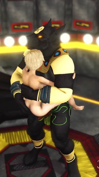 Nadržená mladá blondýnka tvrdě šuká sci-fi anubi v dominantní pyramidě