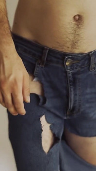 Teen boy sexy dances and cuts pants till full naked