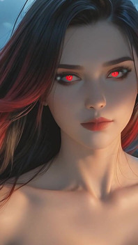Romanian Demoness Immortal Enchantress on Thunderstorm Rooftop