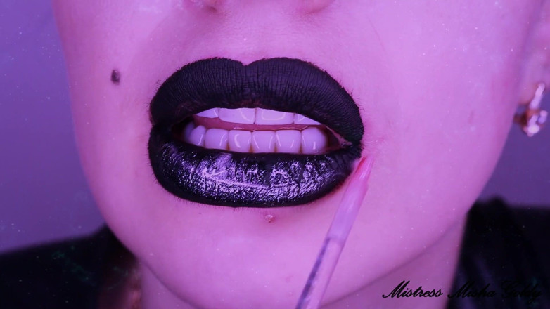 Goddess Misha Goldy: Glossy black lips get total control over you! Mesmerizing JOI