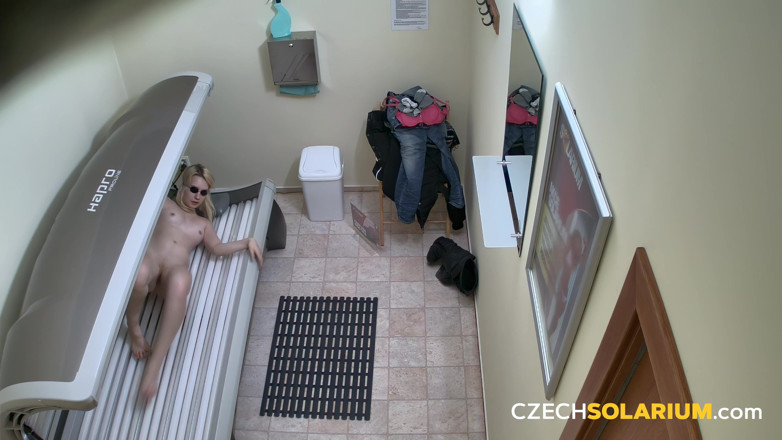Czech Solarium: Czech Solarium 12: Blonde Babe Strips for Her Tan and Puts...