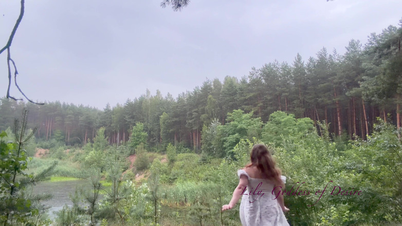 Lily, Goddess of Desire: Teen Shows Tits and Asshole During a Storm in the...