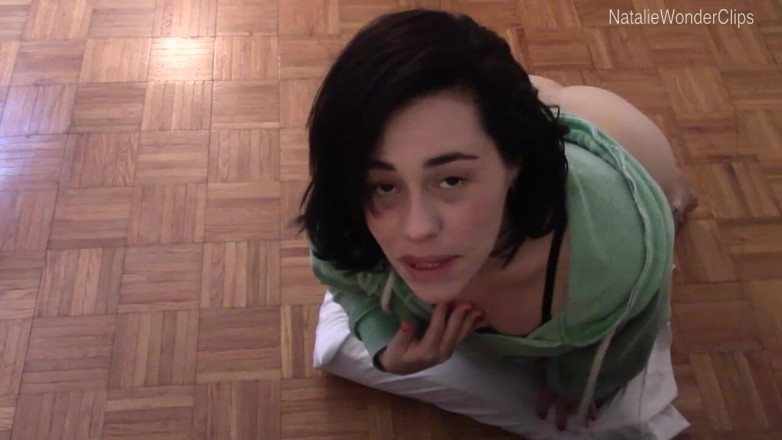 Natalie Wonder: Stepsister practices her cock sucking skills on stepbrother's dick