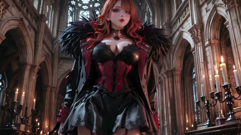 Seraphina Vale: 고딕 빨간 머리 여왕! 촛불이 켜진 홀에서 호화로운 대관식, 골든 컵과 쉬어 스타킹으로 무릎을 꿇고