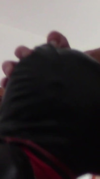 Laura hooded in a very close view of a great blowjob action with ring gag and huge cum swallow
