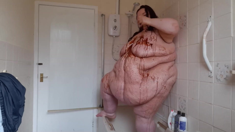 SSBBWLadyBrads: Ssbbw body covered in chocolate sauce in shower