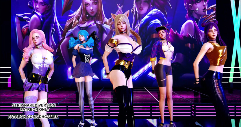 3D-Hentai Games: Gfriend - Szklany korali Ahri, Akali, Seraphine, Kaisa, Gwen hot Kpop...