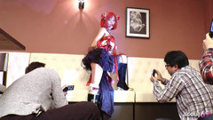 Asian porn collection: Skinny Japanese Cosplay Gir Give Blowjob and Handjob to Two...