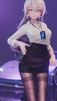 Excuse Me; Genshin Impact; Bronya; Office Lady Uniform; Pencil Skirt; Crotchless Black Stockings; Erotic Tattoos