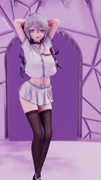 [mmd] Phut Hon College Girl Uniform; Black Stockings; Jiggling Breasts