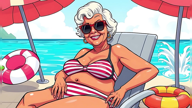 AI Porn: Kreslené Bikiny Zralé (nahé)