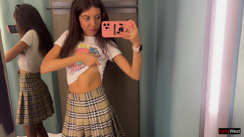 Katty West: Katty West Naughty in Locker Room, Touching and Peeing in...