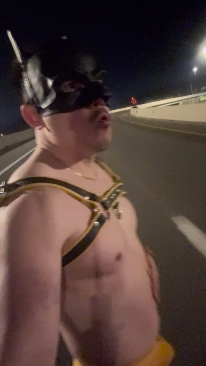 Barenakedmuscles: Muscle King de la noche: asiática en arnés de cuero...