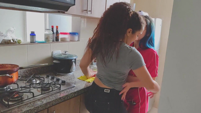 Sara films: Lesbian and threesome play