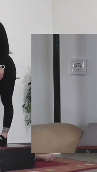 นายหญิงคลีโอในถุงเท้า Puma เหยียบย่ําทาสของเขาเพื่อถึงจุดสุดยอด Pp