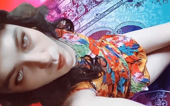 Kitty_Cross: Éjaculation, une trans sexy se branle sans la main, grosse éjac