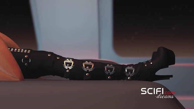 3dxpassion-transgender: Sci-Fi pleasure. Hot 3d shemale having a good time with a...