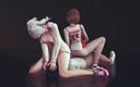 Waifu club 3D: Deux filles baisent leur entraîneur à la salle de sport