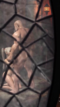 Cerimonia rituale. Una giovane bionda sexy viene scopata duramente da un grosso uomo in un castello medievale