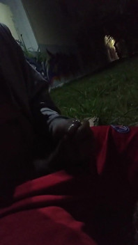 No Warm Shirt Man in Park with Only Sweater on Feeling Warm