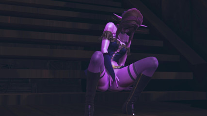 Waifu club 3D: Purple elf masturbates her pussy on the deck of a...