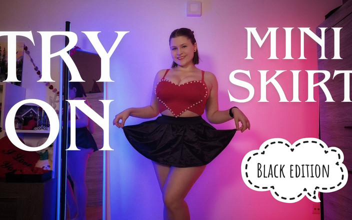 Tina Angel: Trying on 3 Black Mini Skirts - Satin, College Girl &amp; Lace