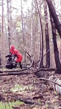 Femdom Humiliation Outdoor: Latex Mistress and Rubber Submissive