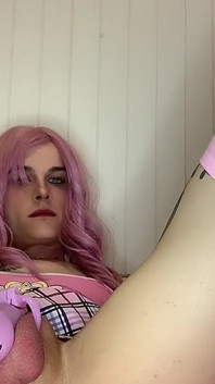Femboy Princess Rides Dildo in Chastity