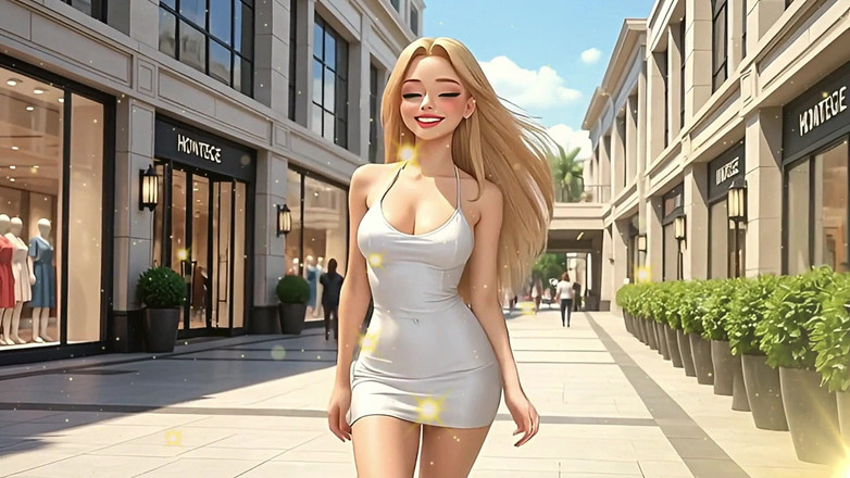 Goddess Topless: Nákupní centrum (anime Hentai Findom POV)