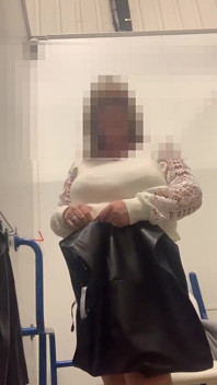 Julie in M&s Locker Room - No Knickers Under Skirt, Sits on Dildo Then Tries on Skirts in Tan Tights