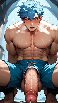 Orgie musclée aux cheveux bleus dans une grotte enneigée ! Porno X gay !