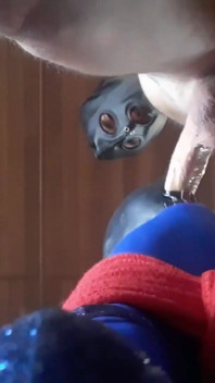 I'm bound and hooded on high heels and pantyhose, deepthroat a big cock for 24 minutes and swallow cum