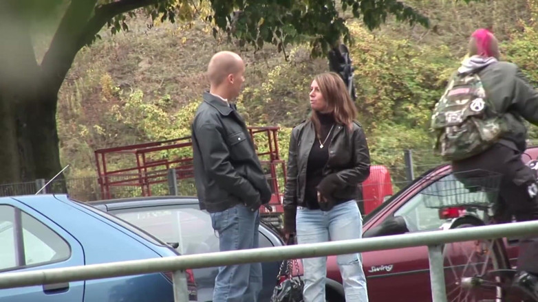 Public Entertainment: Sexy brunette gets fucked and jizzed on her round ass...