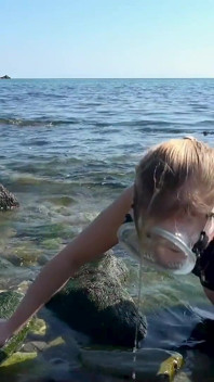 ใส่บอลแก๊กกับหน้ากากดำน้ำ - สนุกชายหาดในชุดเว็ทสูท