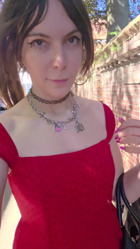 Sissy Walking Outside Showing Her Chastity Cage
