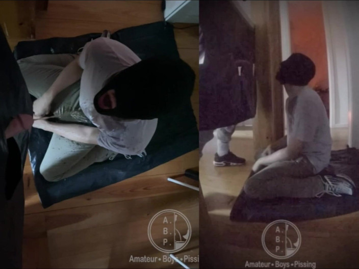 AmateurBoysPissing: Amateur Boy Ordered to Get on His Knees, Blindfolded, and...