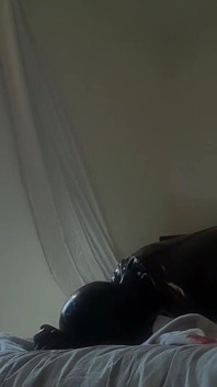 Laura is wearing a condom latex catsuit and high heels, roughly fucked and throatfucked