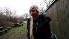 Eronordic: Hot blondie flashes tits and suck cock in Denmark