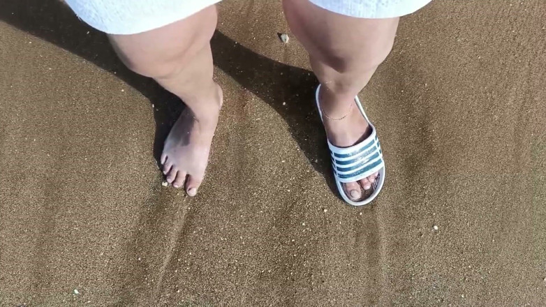 Idmir Sugary: Feet and the Sea Extra Slowmotion - One Foot Barefoot and...