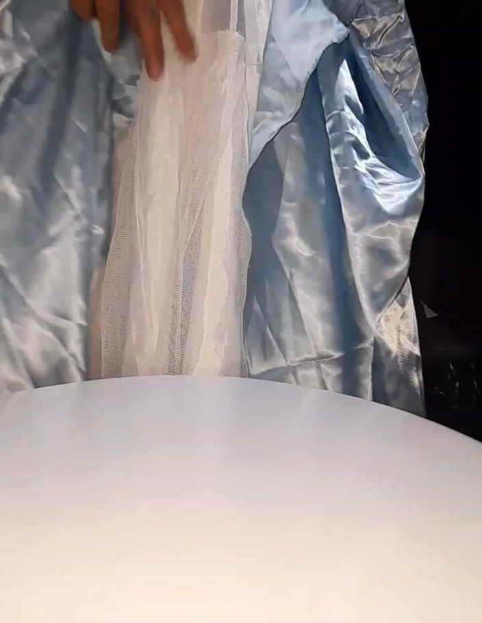 Naomisinka: Crossdresser Cum Wearing Elegant Satin Ball Gown