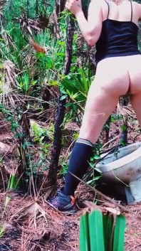 Peeing on a Toilet in the Woods