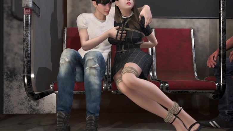 Why fuck so hard: 3D la schiava sexy è stata bendata all'aperto