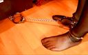 Crossdresser Violeta: Nylon feet shackled - Crossdresser quần tất chân và legirons