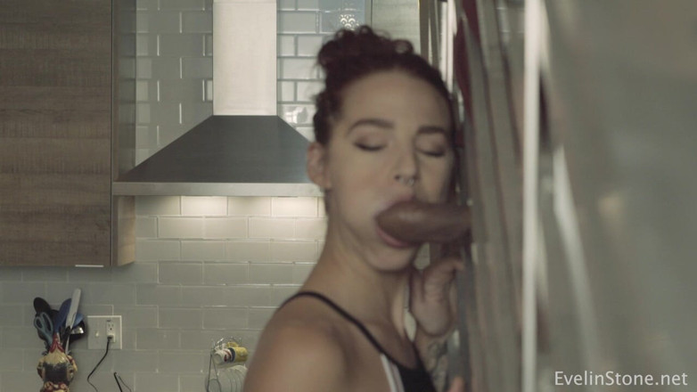 Evelin Stone: Stairwell Glory Hole BJ Facial Swallow