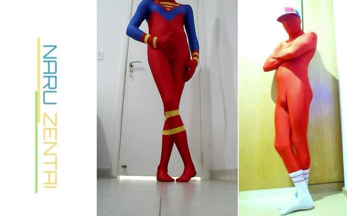 Naru Zentai fetish: Развлекаюсь в костюме супермена Зентай